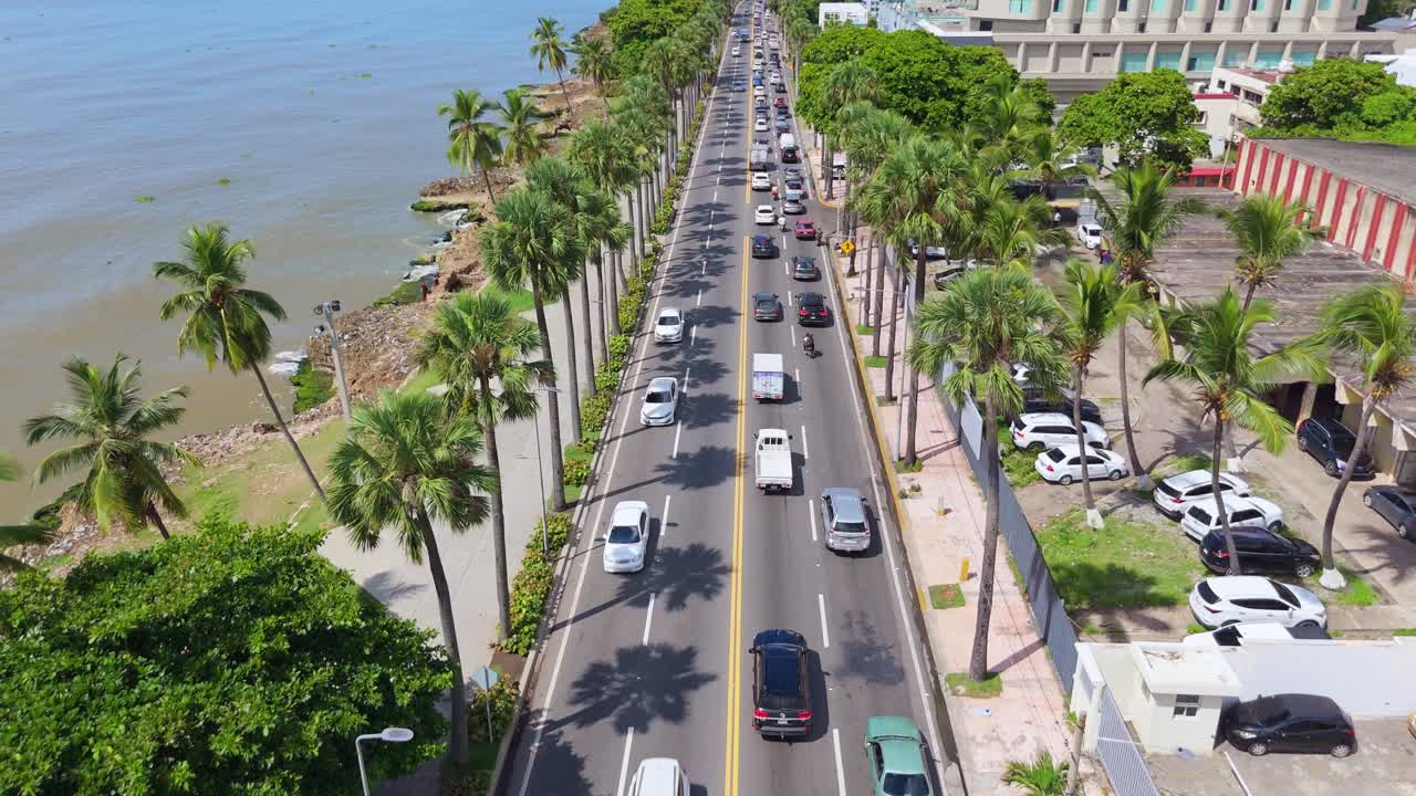 Drone flight over George Washington avenue pier, Santo Domingo, Dominican Republic