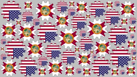 american and florida flag gears spinning background