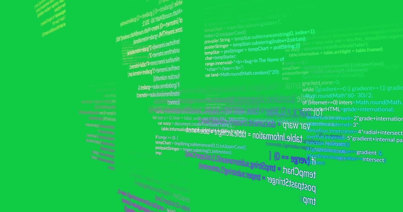 Animation of blue, purple and white computer data processing over transparent background