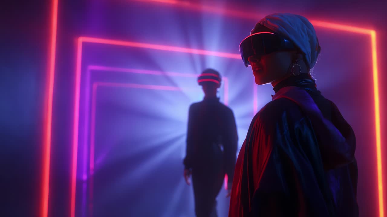 Tecnologia VR futuristica ed estetica neon