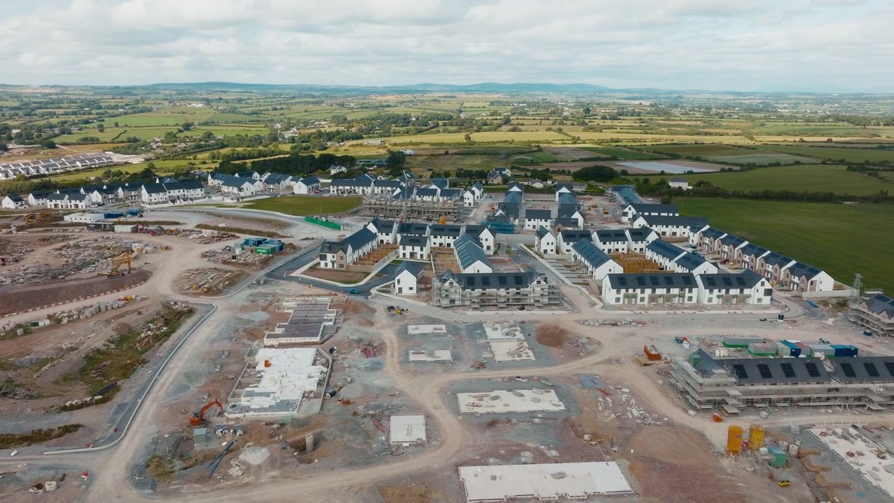 Aerial view of active housing construction site in Ballyvolane Cork Part 1