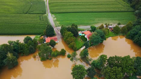 Horrific-Aerial-4K-Drone-footage-of-August,-floods-in-Pomurje-region-of-Slovenia