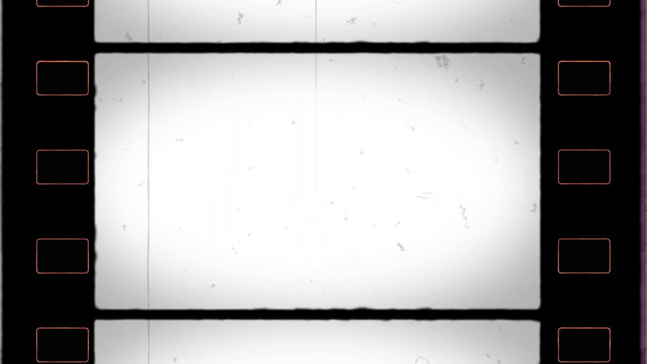 marco de película de 35 mm 4k con agujero de engranaje y ruido, polvo, cabello, arañazos