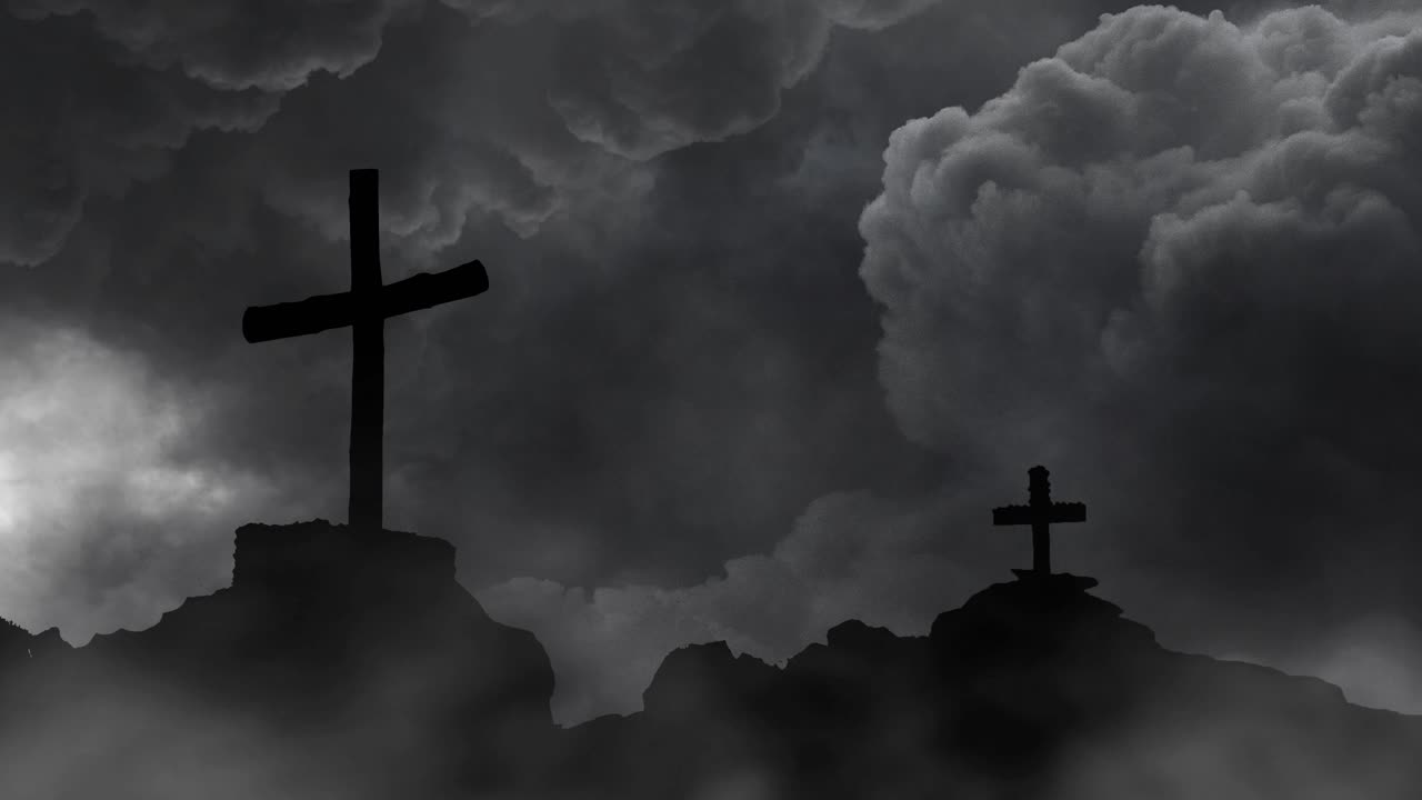 4k 실루 ⁇ , 묘지 언덕 폭풍 배경