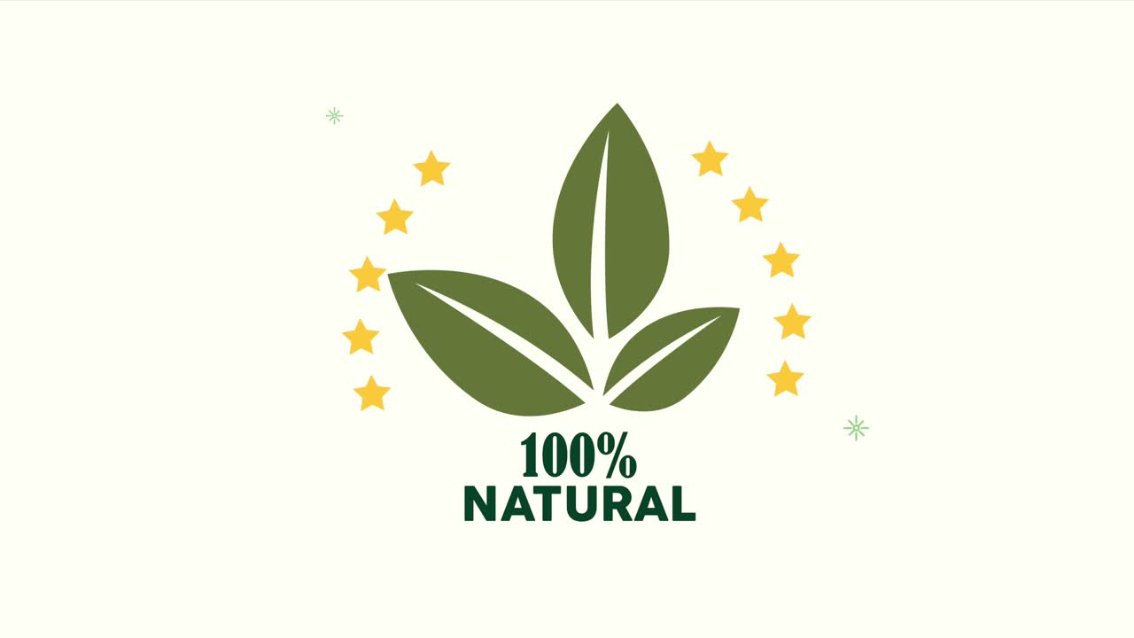 emblema naturale al 100 per cento con foglie