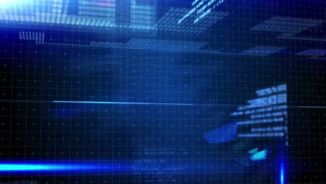 animación del procesamiento de datos digitales sobre un fondo azul
