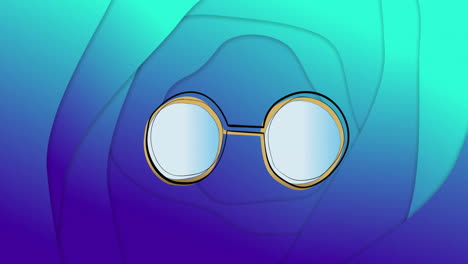 animación de cambio de gafas y gafas de sol sobre fondo líquido abstracto azul