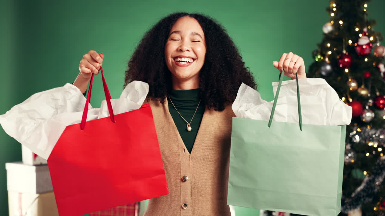 Woman Holding Christmas Shopping Bags