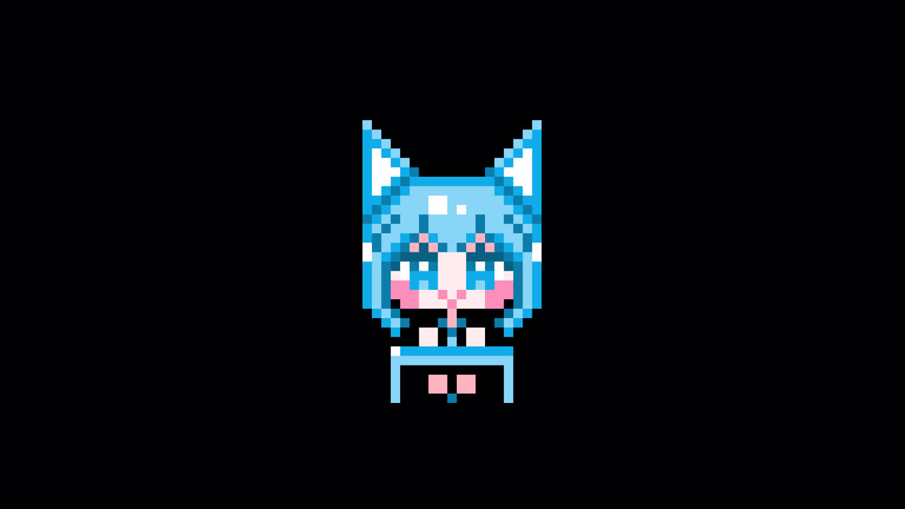 Pixel Cat girl sit at a desk short hair Looping animation. 1080p (2).mov