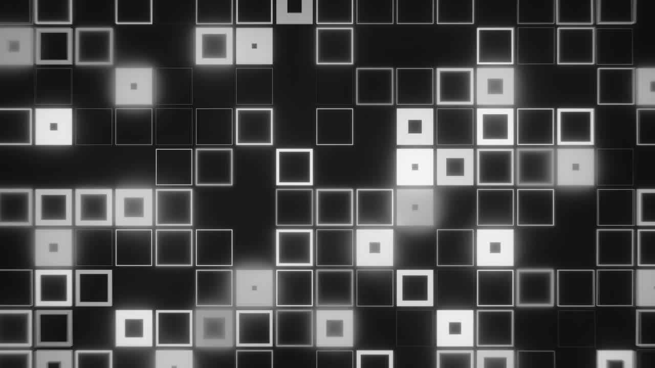 Monochrome Abstract Background with Glowing Square Grid