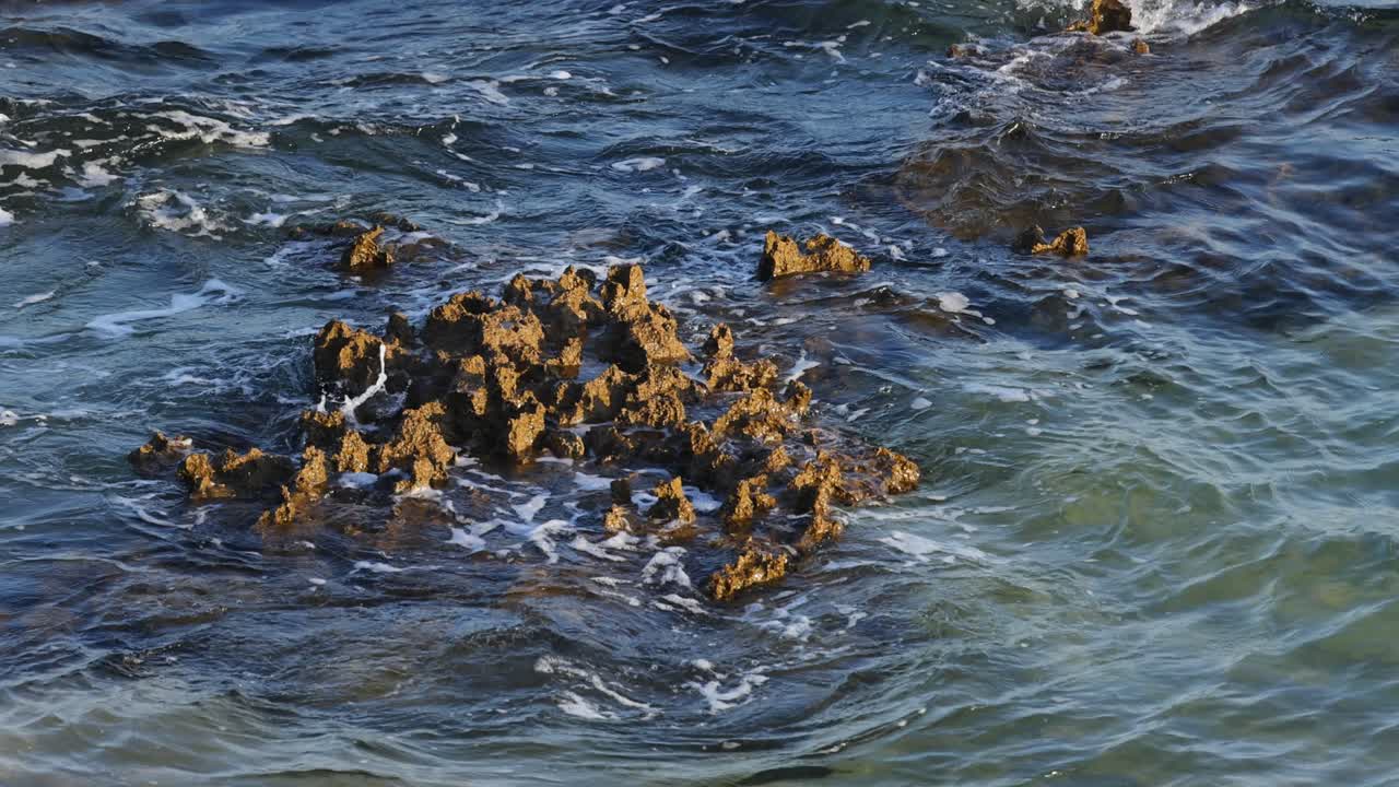 las olas chocando contra la costa rocosa en melbourne
