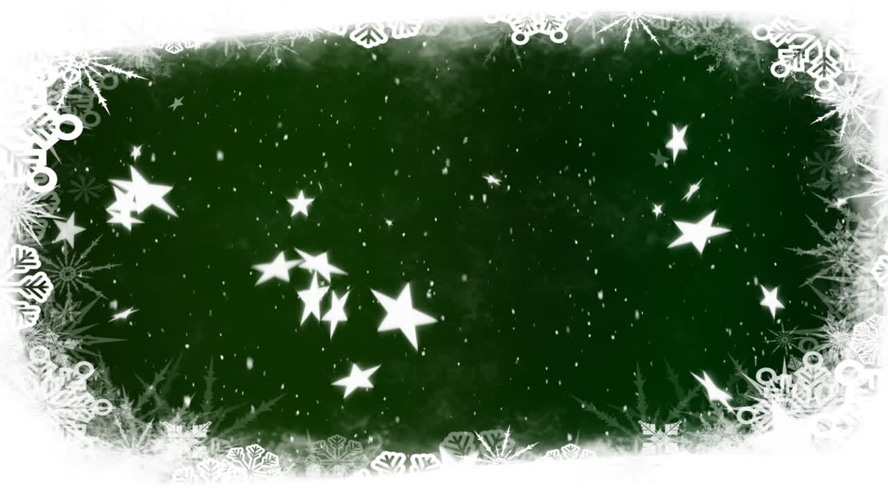 초록색 바탕에 눈이 내리고 있습니다.