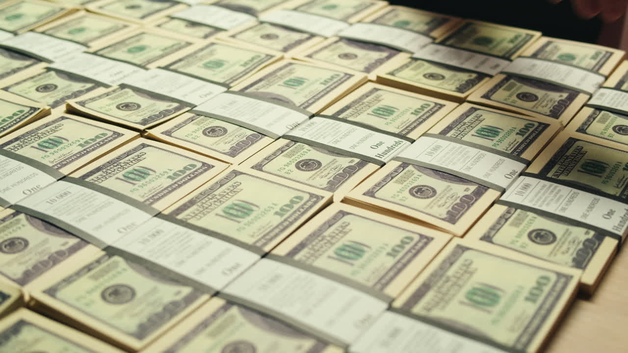 Specialised police officer Counting dollar banknotes in crime lab, conceptual image. High quality 4k footage