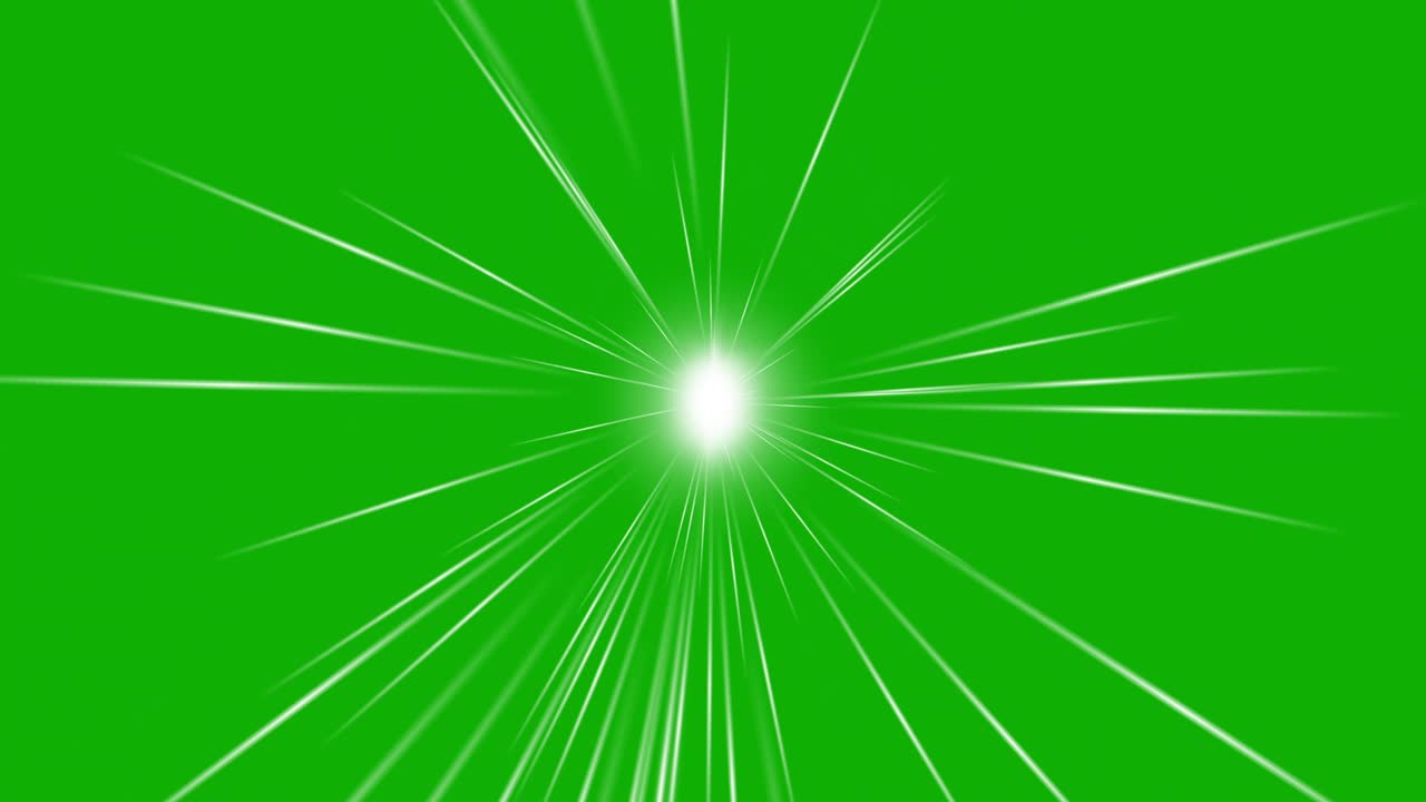 Twinkling star and light rays motion graphics with green screen background