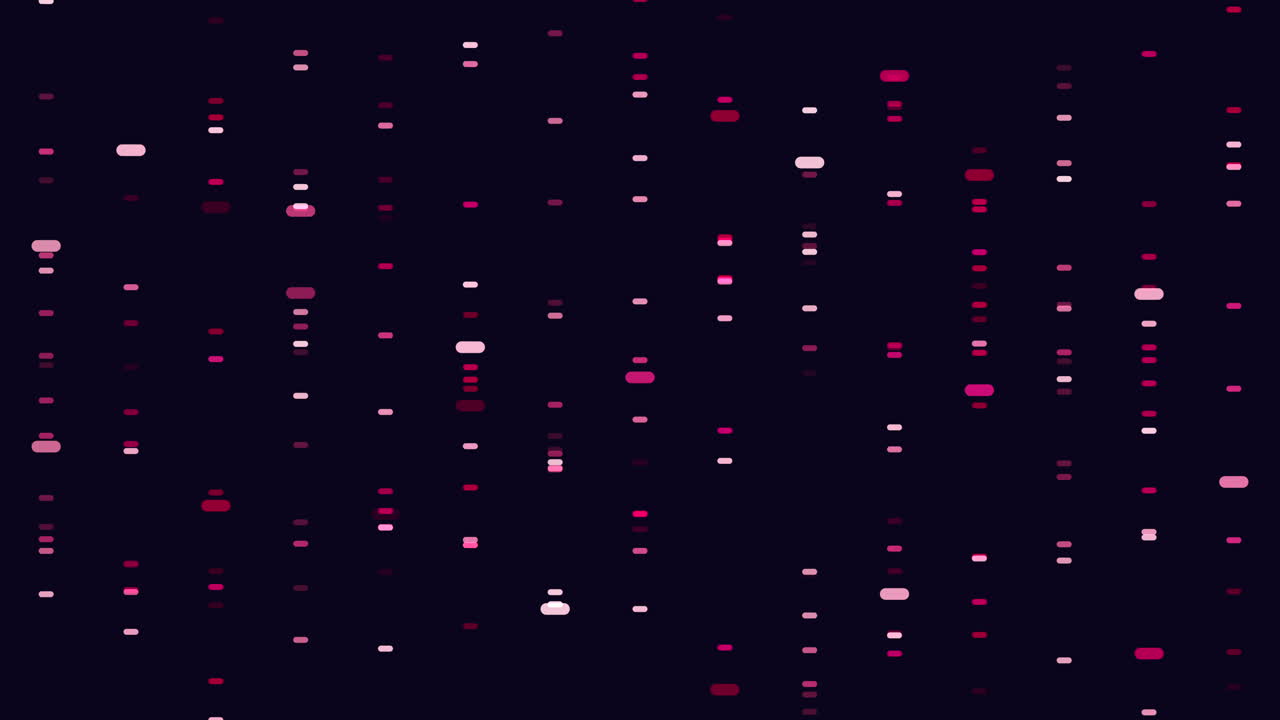 Futuristic footage of glowing pink particles and vertical streaks on dark background, resembling data flow, network activity, or cyber interface for tech visuals