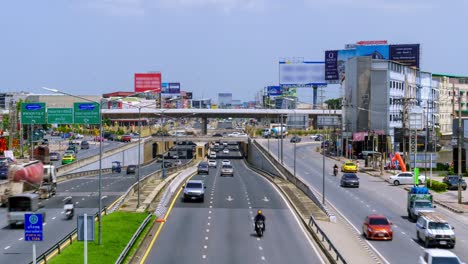 traffic on ratchaphruek road, main route from outskirts area to bangkok city center - time-lapse