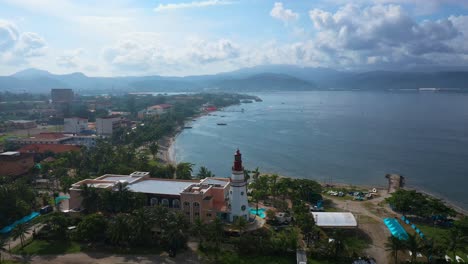 A stunning aerial view reveals the vast Subic ocean, where the deep blue waters stretch toward the horizon under the open sky.