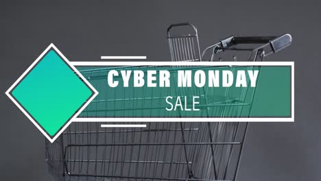 Animation-of-cyber-monday-sale-text-over-shopping-trolley