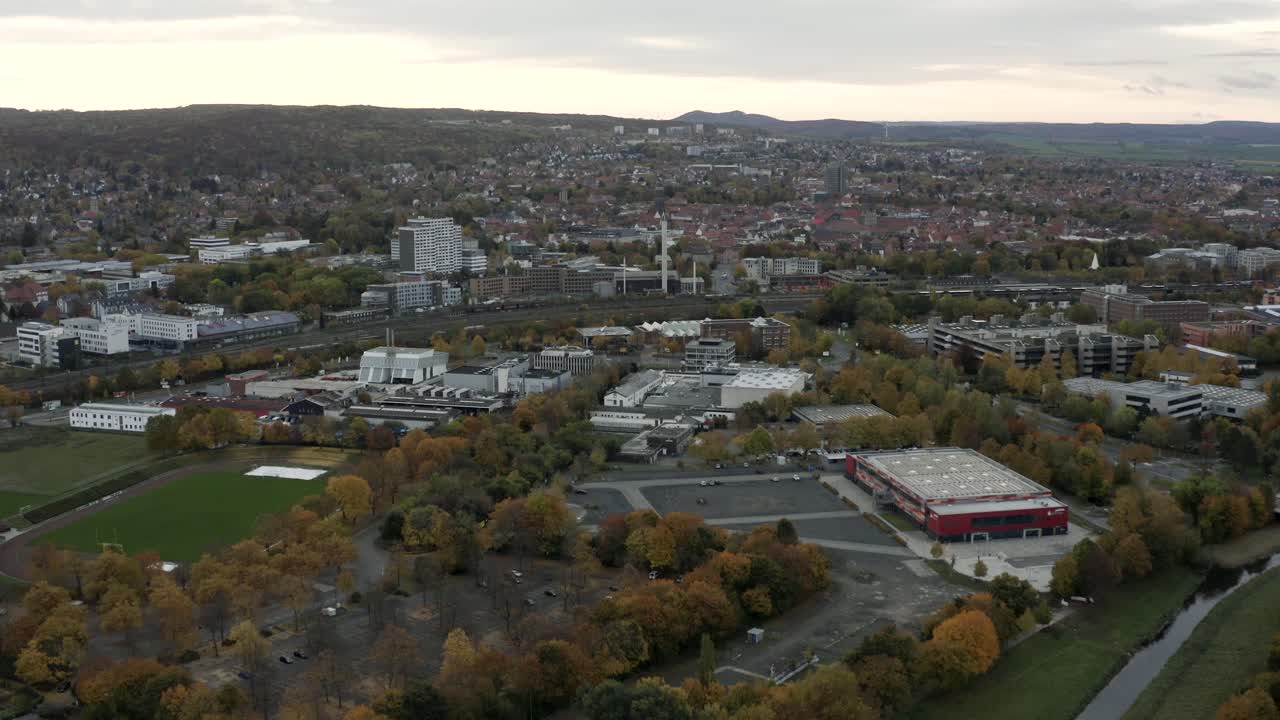 Drone Aerial Cityscape of a typical german city