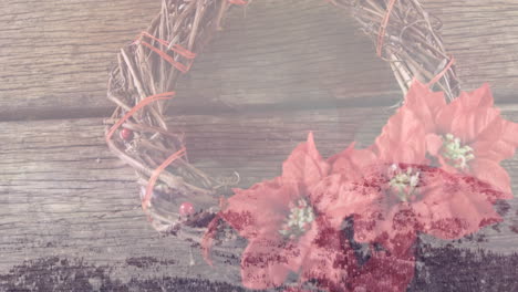 animation of winter scenery over christmas decorations