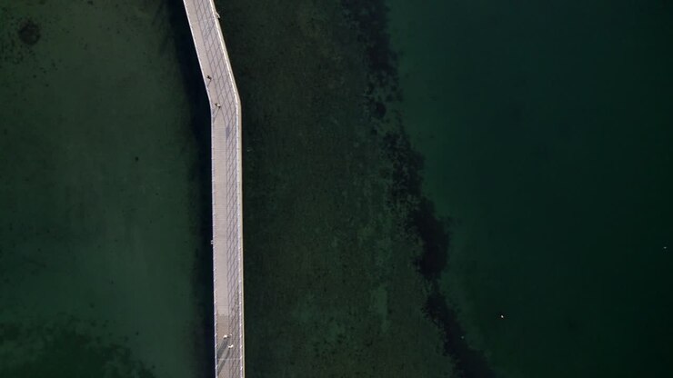 People walking through a bridge come from and go to one side to the another. they look peaceful, calm and steady. Walking with people around you is a happy moment.