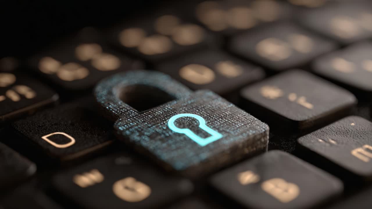 A Close-Up View of a Digital Lock Symbol on a Computer Keyboard, Representing Cybersecurity and Online Privacy in the Modern Digital Age