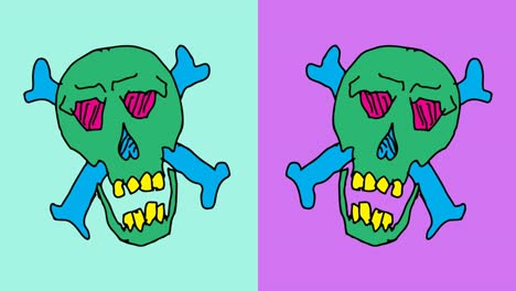 kids drawing pop art seamless background with theme of skull