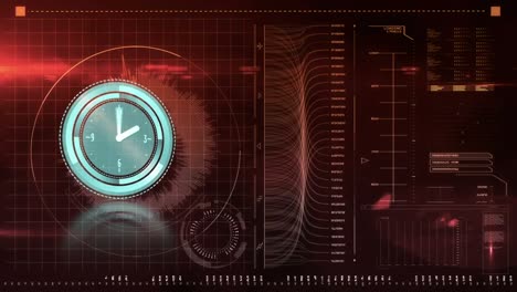 animation of clock and data processing on screen