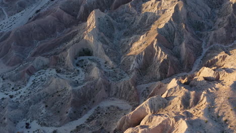 tranquil deserted mountainous badlands, aerial view