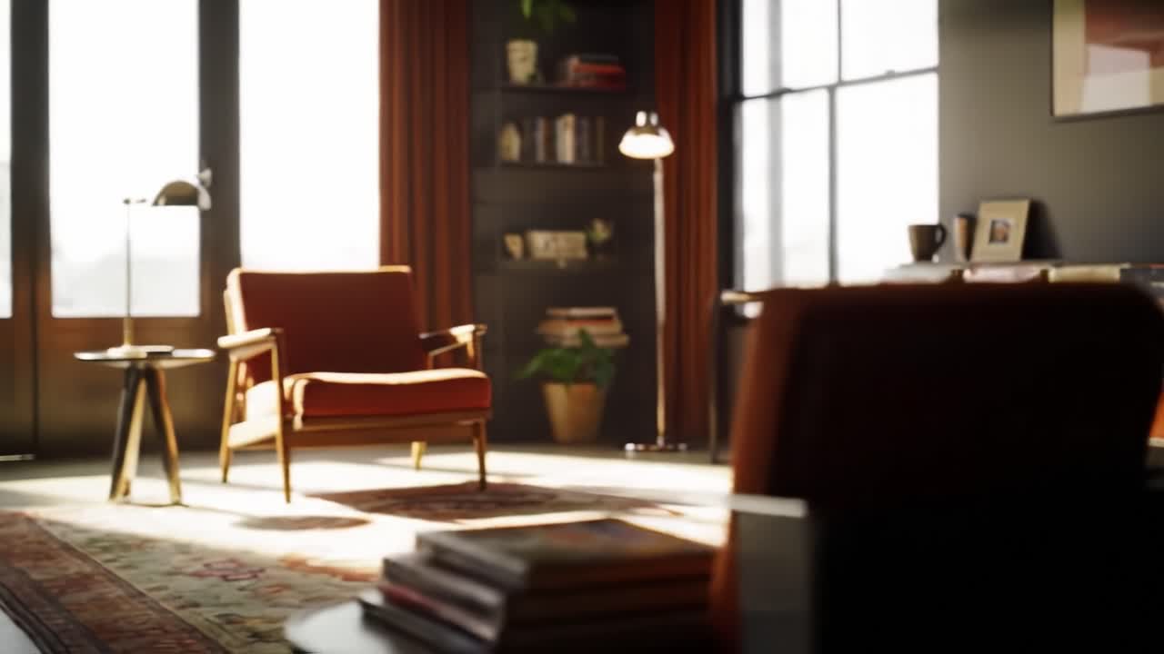 A Warm and Inviting Living Room: The Transformative Journey from a Distant View to a Cozy Space Bathed in Natural Light