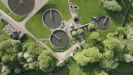 sewage treatment works birds-eye-view overhead aerial uk