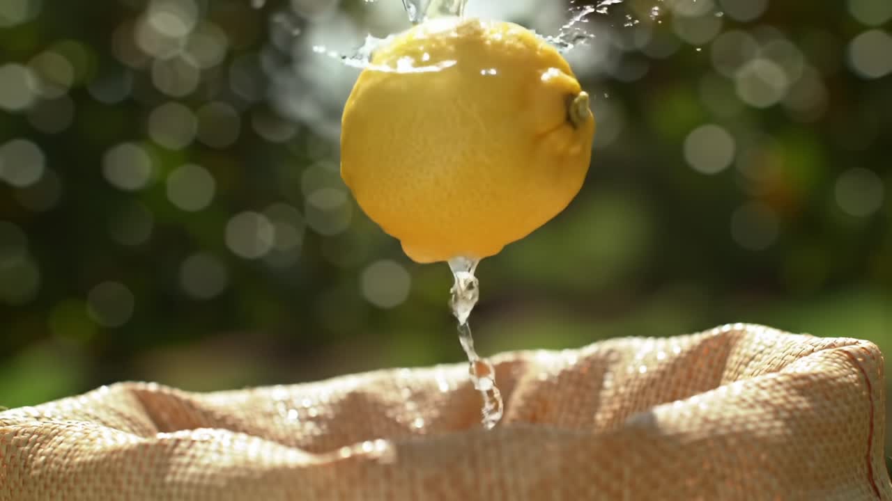 Spremuta di succo di limone fresco all'aperto durante una soleggiata festa in giardino