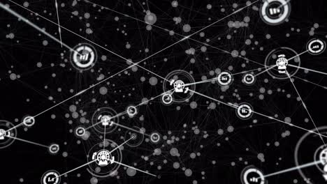 black background, white dots connect to each other, forming a network