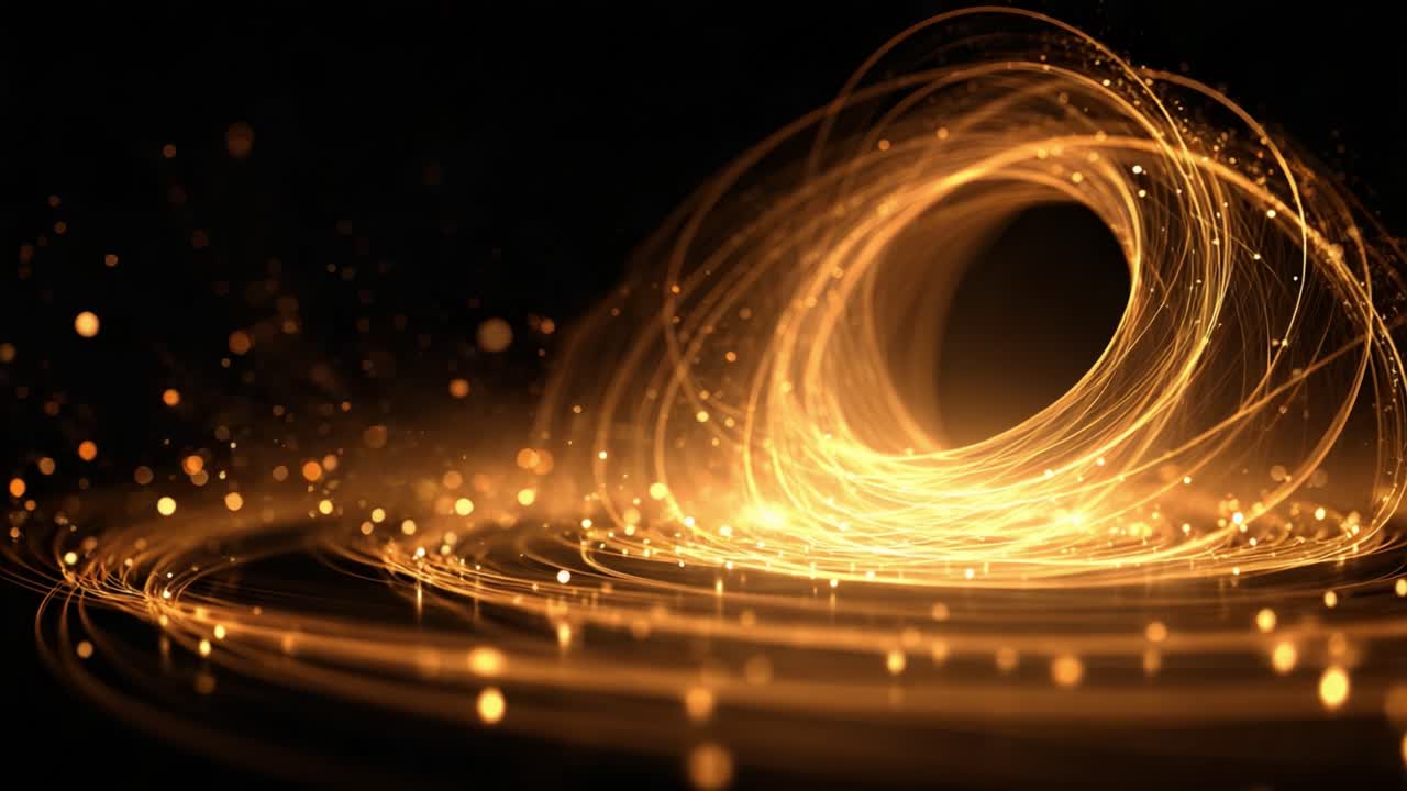 A Vibrant Display of Swirling Golden Light: Capturing the Dynamic Movement and Energy of Abstract Patterns in Two Frames