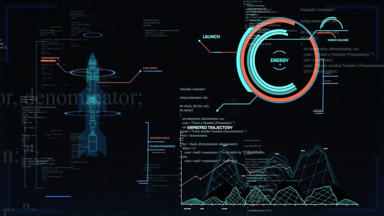 animación de escaneo de alcance y procesamiento de datos sobre fondo negro