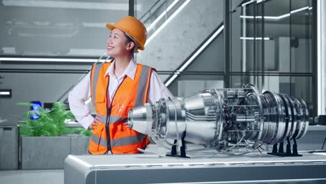 engineer examining advanced jet engine technology