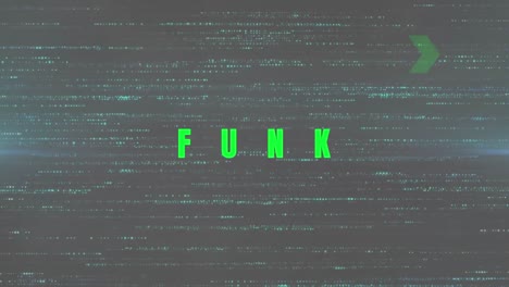 Animation-of-funk-green-text-over-flickering-stripes