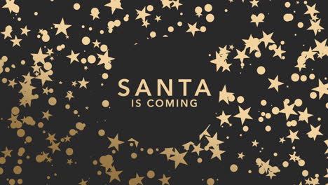 papá noel viene con estrellas de oro y confeti en invierno