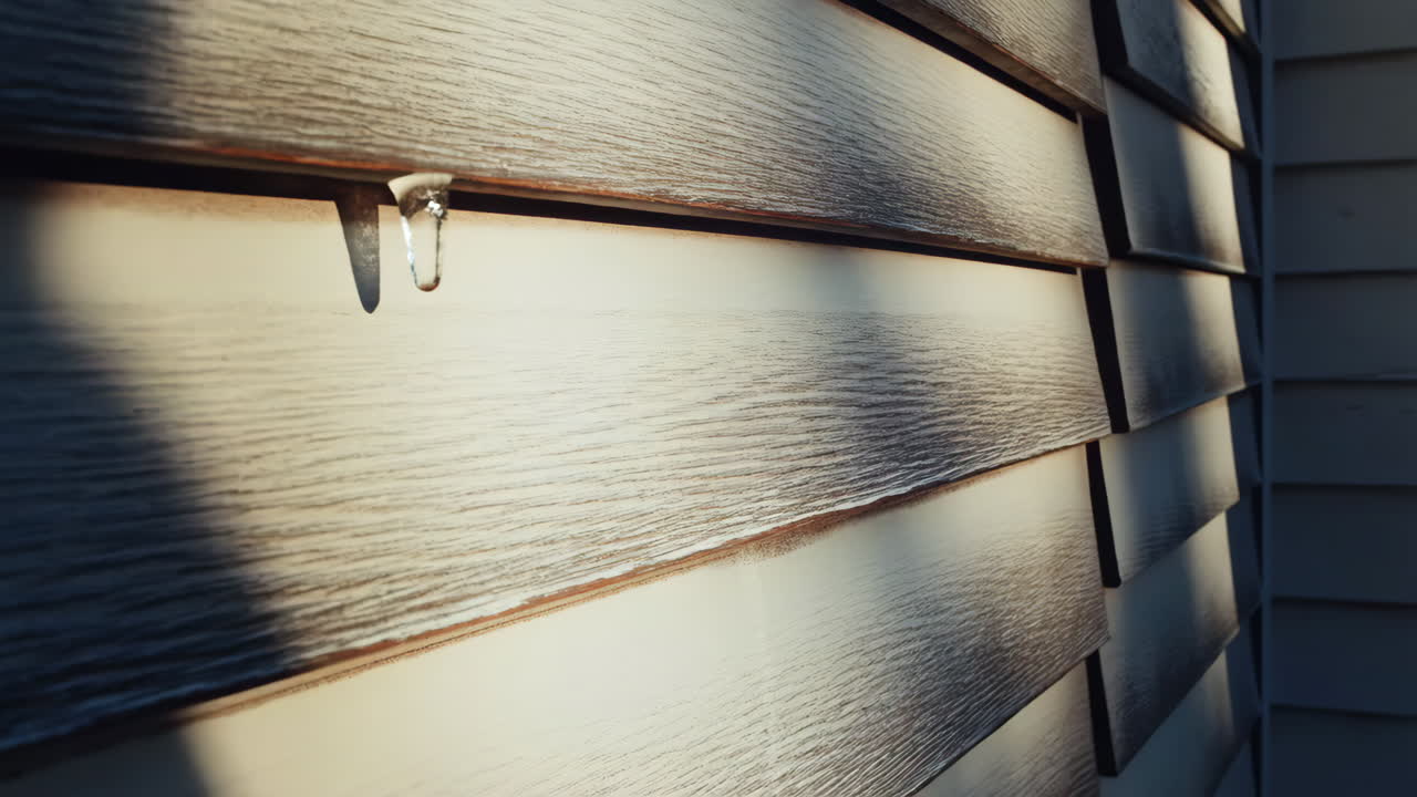 Textured Siding with Icicle and Sunlight