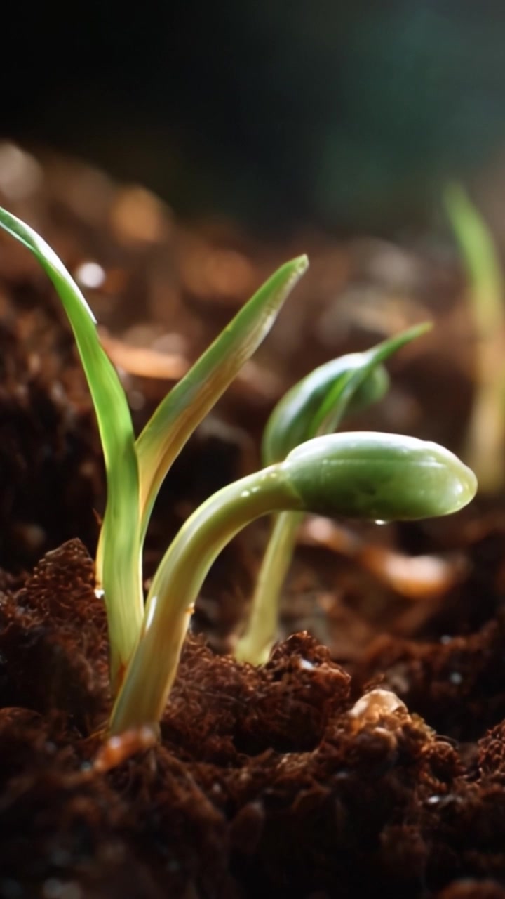 La promesa de la naturaleza: plántulas emergentes rompiendo la superficie del suelo, significando nuevos comienzos y el ciclo de la vida en un entorno exuberante