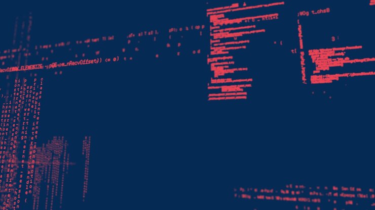 Animation of data processing on navy background