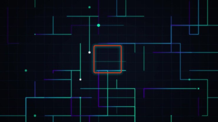 Abstract Digital Network Grid with Pulsing Data Nodes