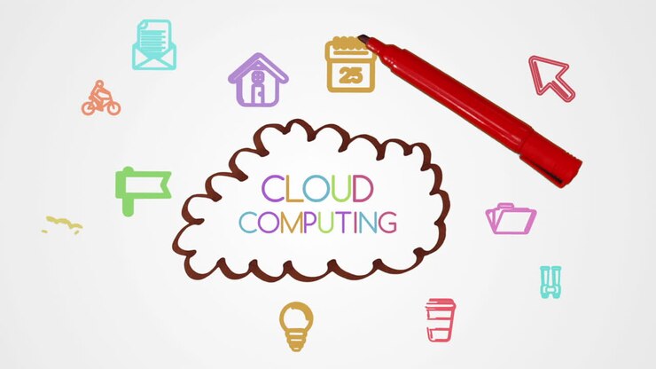 Hand drawing cloud computing brainstorm with doodle apps