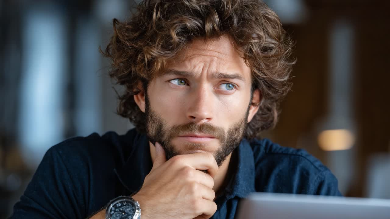 A Thoughtful Individual Deep in Contemplation: Exploring Emotions and Expressions as a Man Reflects on Life's Choices and Decisions