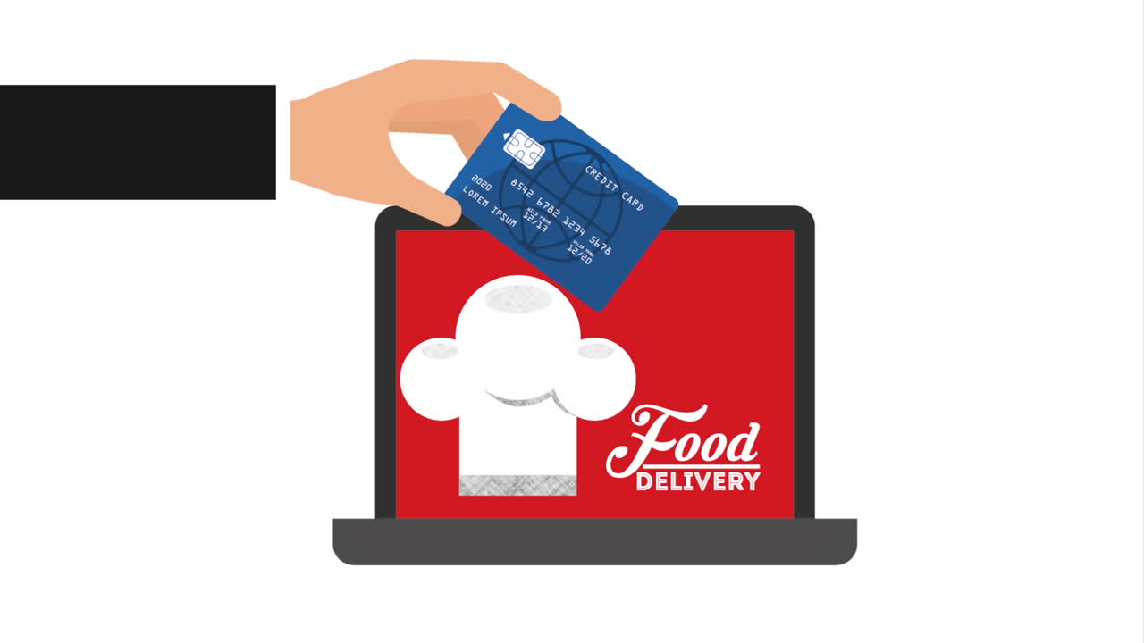 delivery food ecommerce technology with laptop