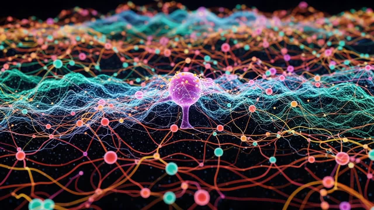 A Stunning Visualization of Interconnected Energy Patterns Representing Quantum Fluctuations and Electromagnetic Interactions in a Vibrant Multi-colored Universe