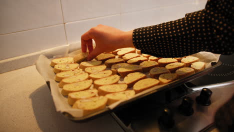 preparing typical italian cantucci sweets