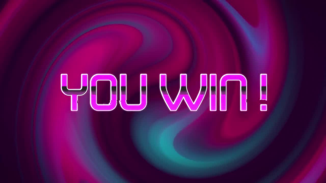 빨간색과 초록색 빛의 회전 위에 분홍색으로 텍스트를 이기는 애니메이션