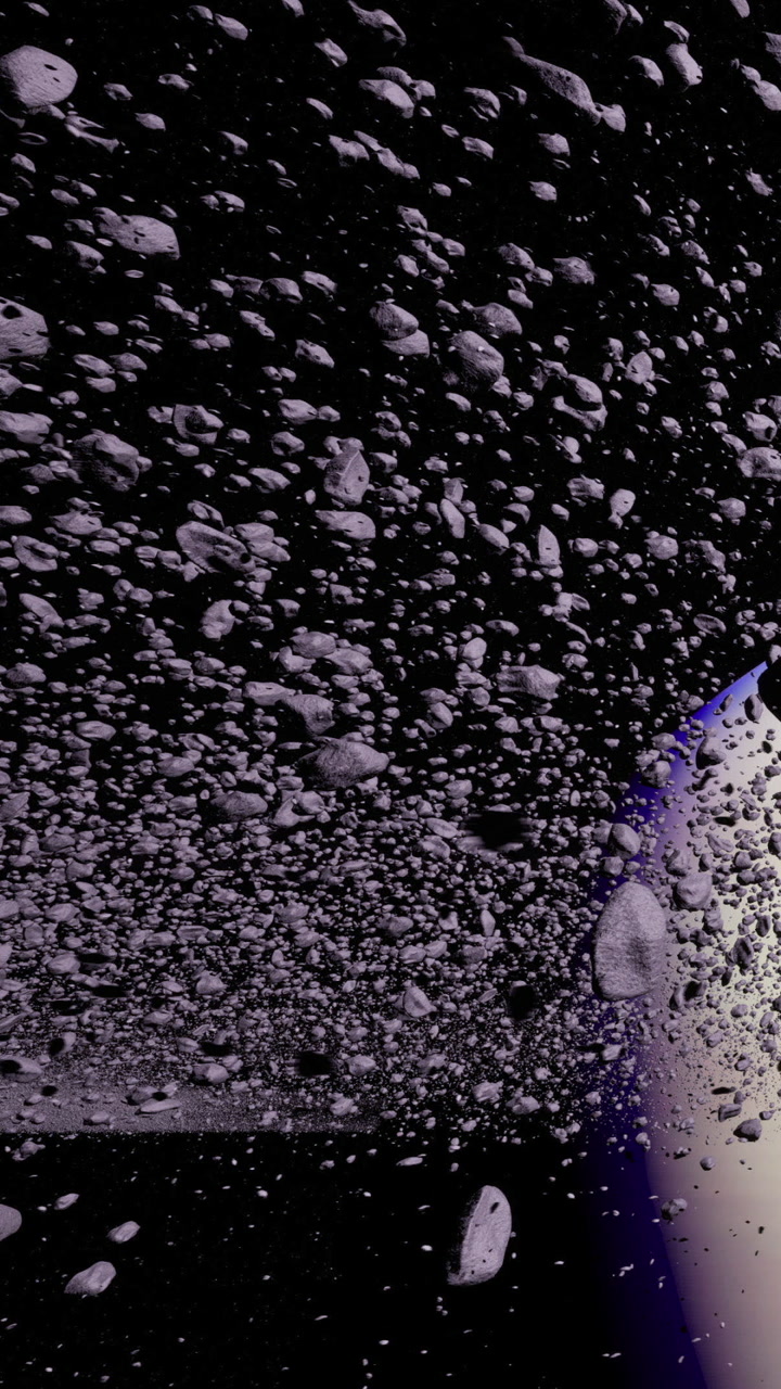 Cosmic dance of asteroids swirling around a distant planet in the galaxy