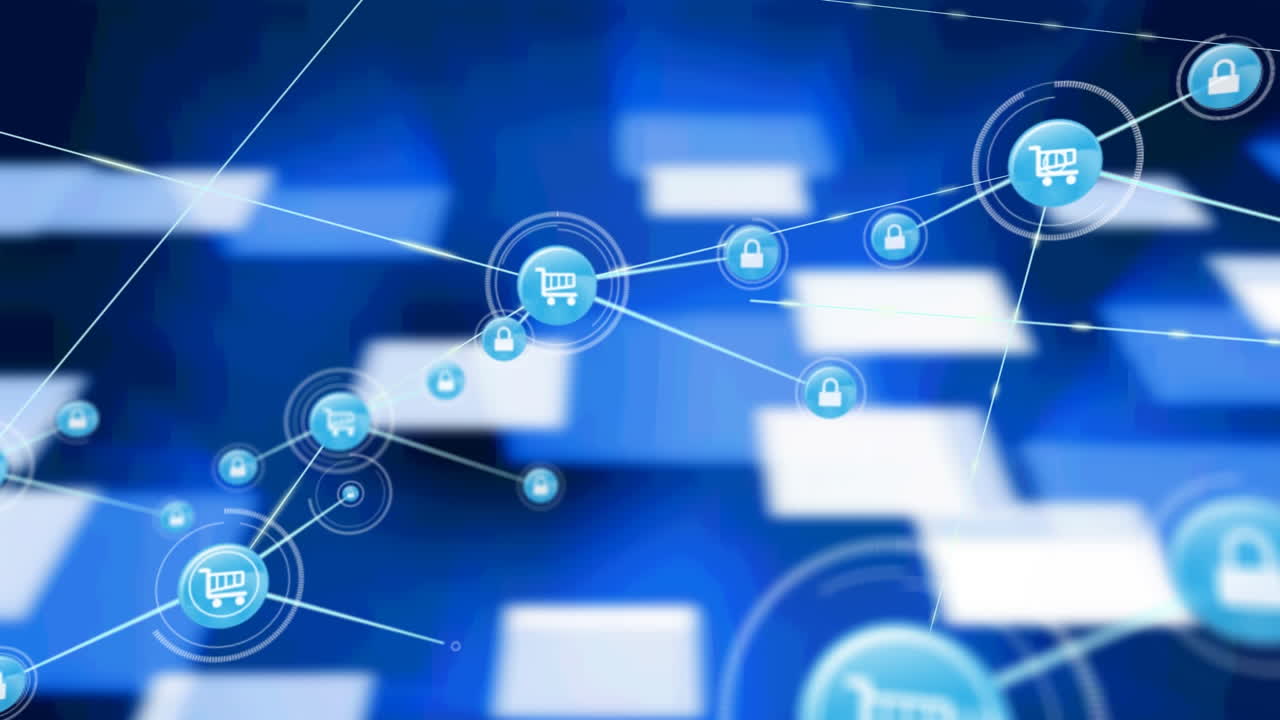 animación de la red de conexiones sobre fondo azul